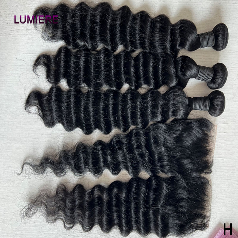 Deep Wave 3 Bundles With Closure - Najwyższej jakości luźne pasma włosów Deep