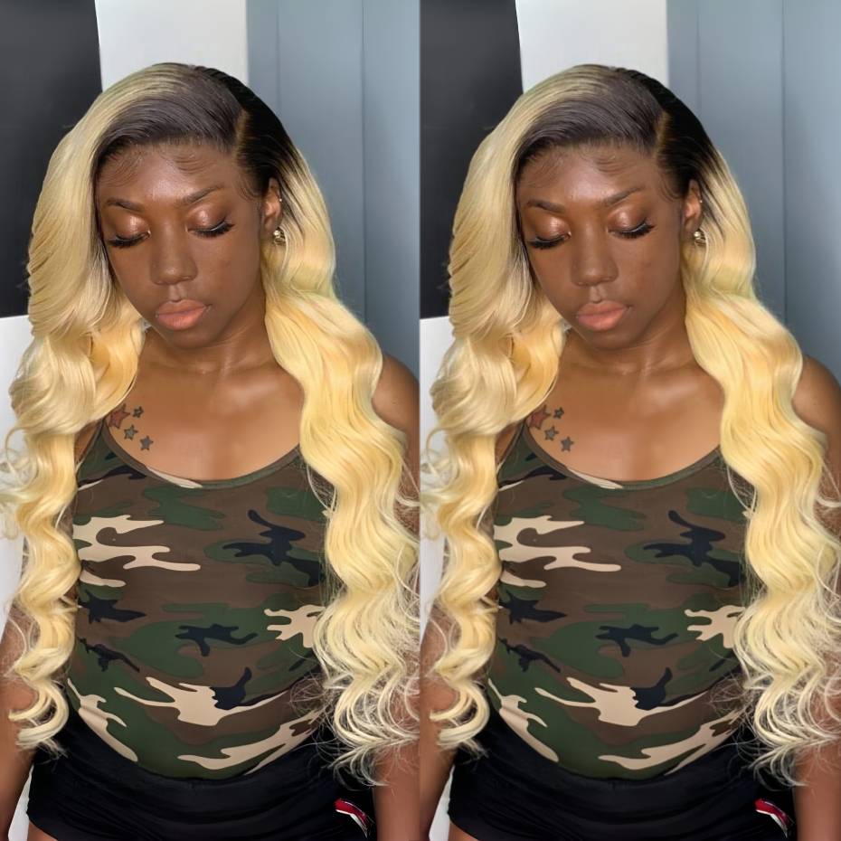 613 Blonde Body Wave Lace Front Wig - Peruki z naturalnych włosów w kolorze