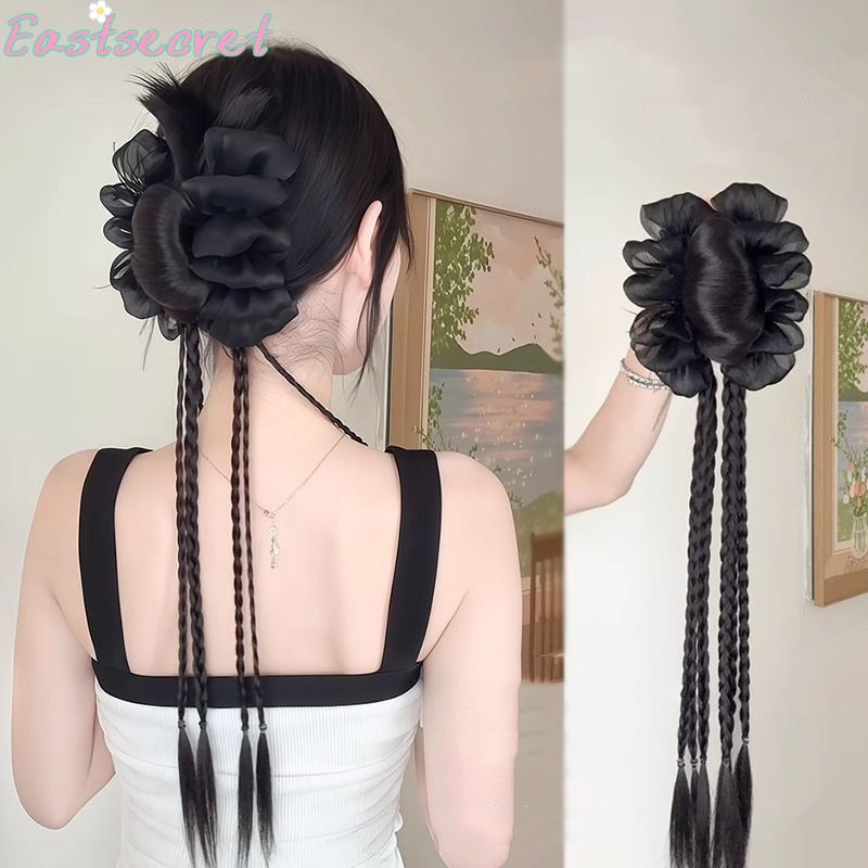 Claw Clip Messy Bun Hair Piece - Czarna kokarda, półskładana spinka do włosów,