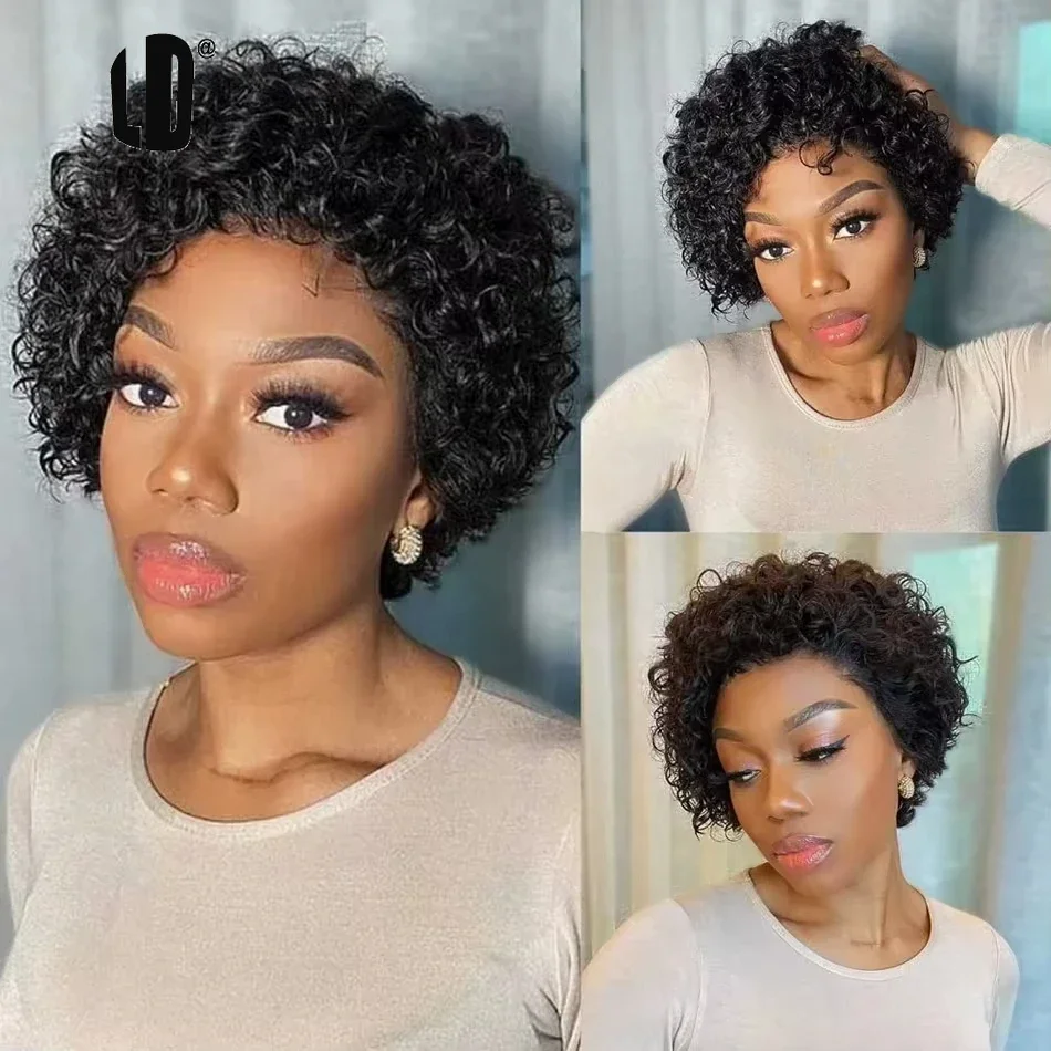 Short Pixie Cut Wig Human Hair Cheap - Peruka Pixie Cut Kolor 99J Peruka