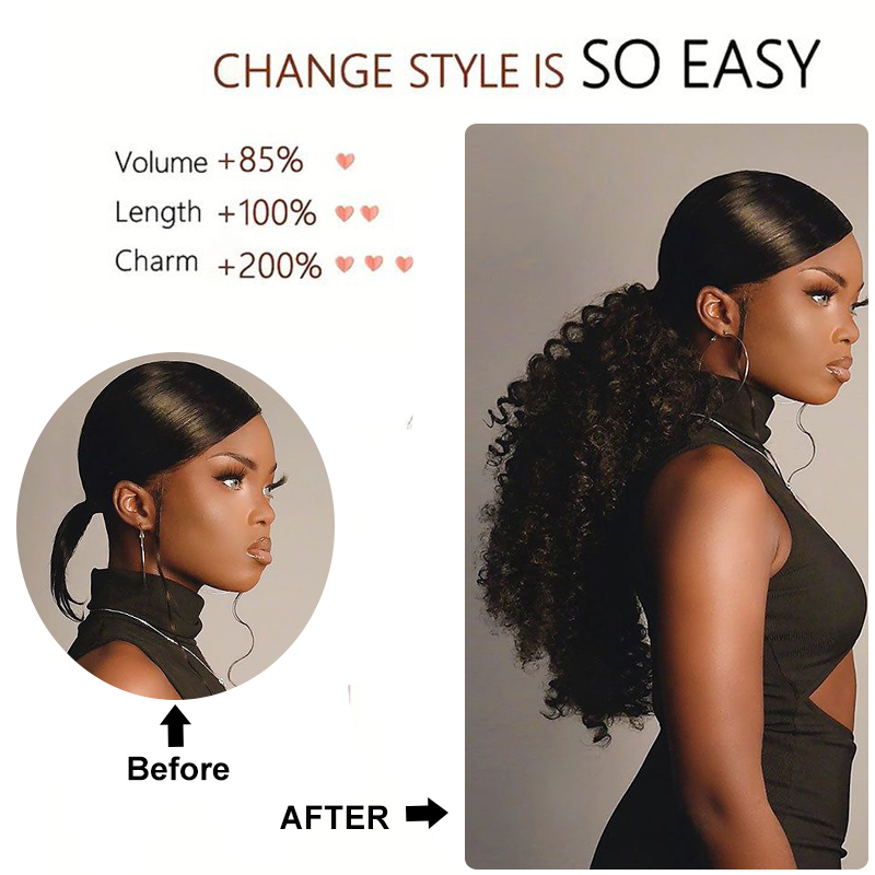 Długie kręcone sznurkiem kucyk – Drawstring Afro Curly Puff Ponytail recenzja i cena