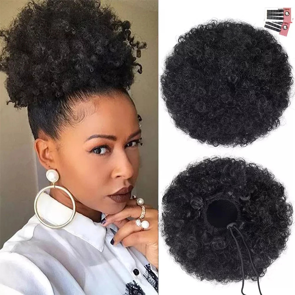 Syntetyczny 10-calowy Duży Afr – Drawstring Afro Curly Puff Ponytail recenzja i cena
